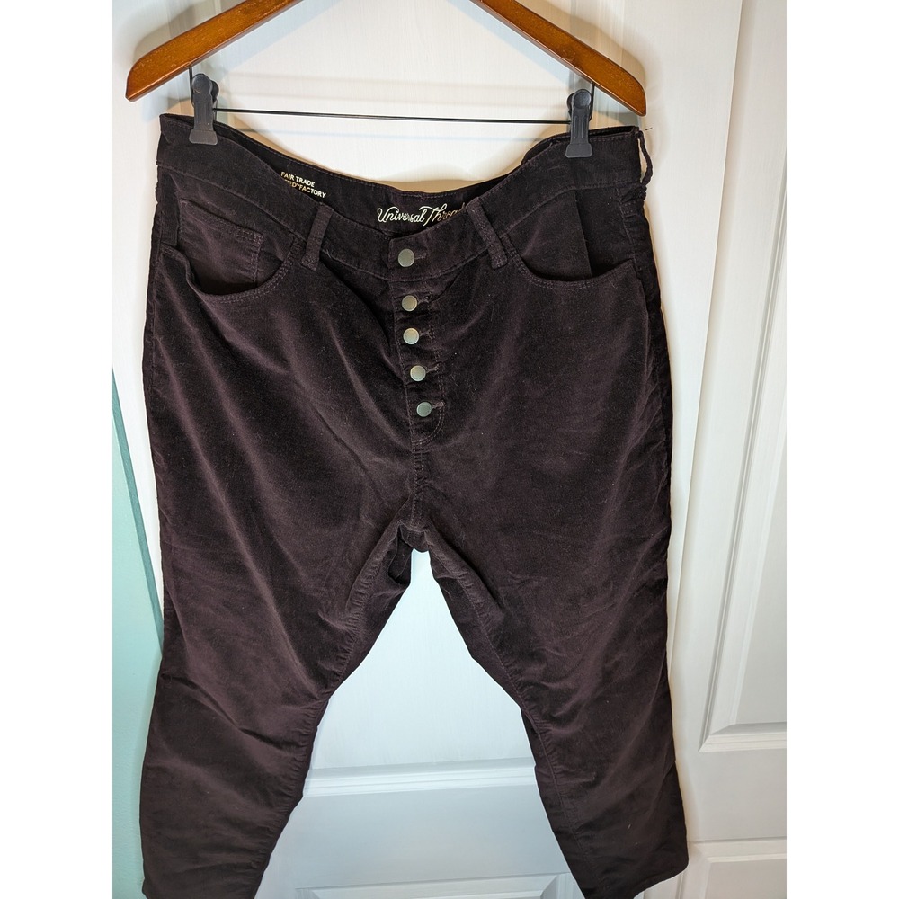 Universal Thread Womens High Rise Skinny Corduroy Pants Button Fly Burgundy